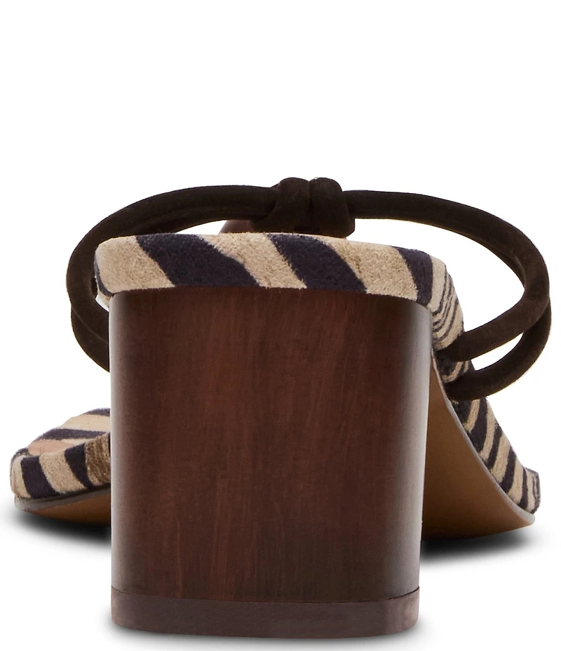 Steve Madden Remedy Nubuck Zebra Print Wood Detail Block Heel Thong Sandals