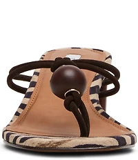 Steve Madden Remedy Nubuck Zebra Print Wood Detail Block Heel Thong Sandals