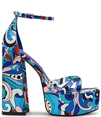 Steve Madden Retro Groovy Print Block Heel Platform Dress Sandals