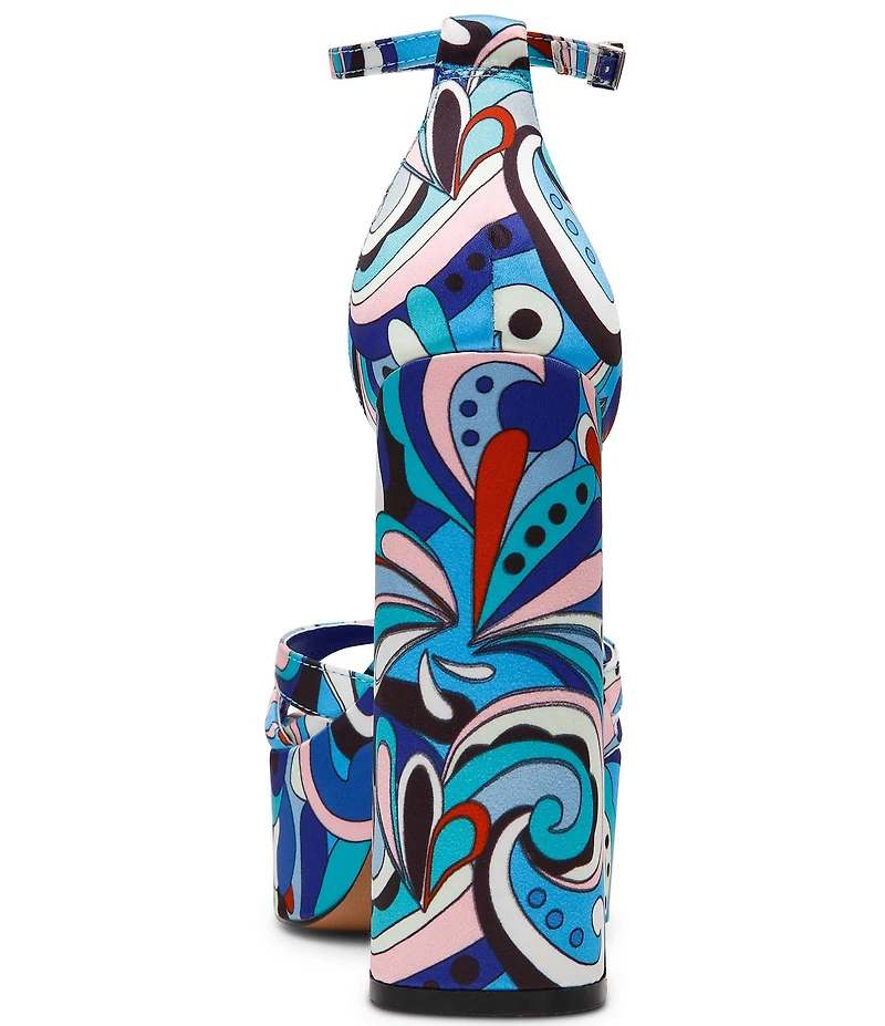 Steve Madden Retro Groovy Print Block Heel Platform Dress Sandals