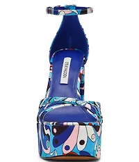 Steve Madden Retro Groovy Print Block Heel Platform Dress Sandals