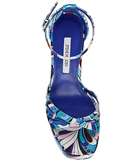 Steve Madden Retro Groovy Print Block Heel Platform Dress Sandals