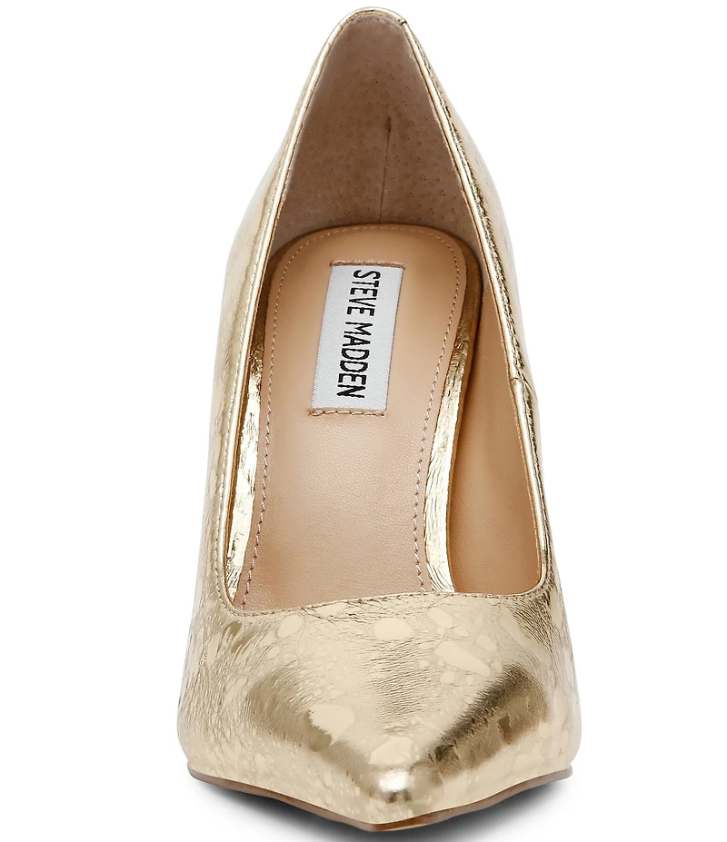 Steve Madden Reya Metallic Crackle Leather Pointed Toe Stiletto Pumps