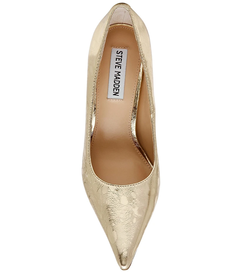 Steve Madden Reya Metallic Crackle Leather Pointed Toe Stiletto Pumps