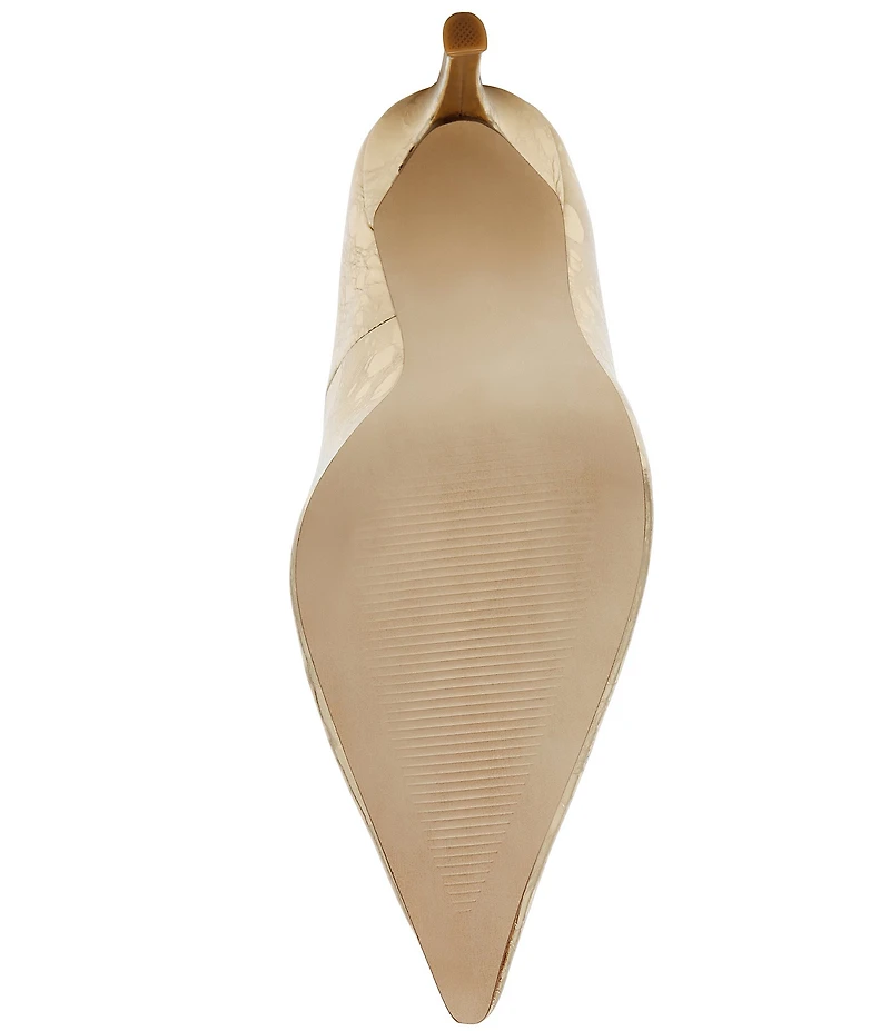Steve Madden Reya Metallic Crackle Leather Pointed Toe Stiletto Pumps