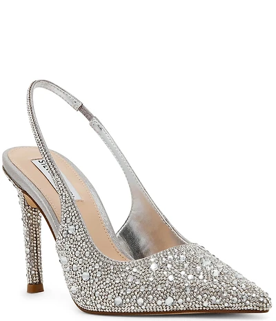 Steve Madden Reyes Rhinestone Leather Slingback Stiletto Pumps