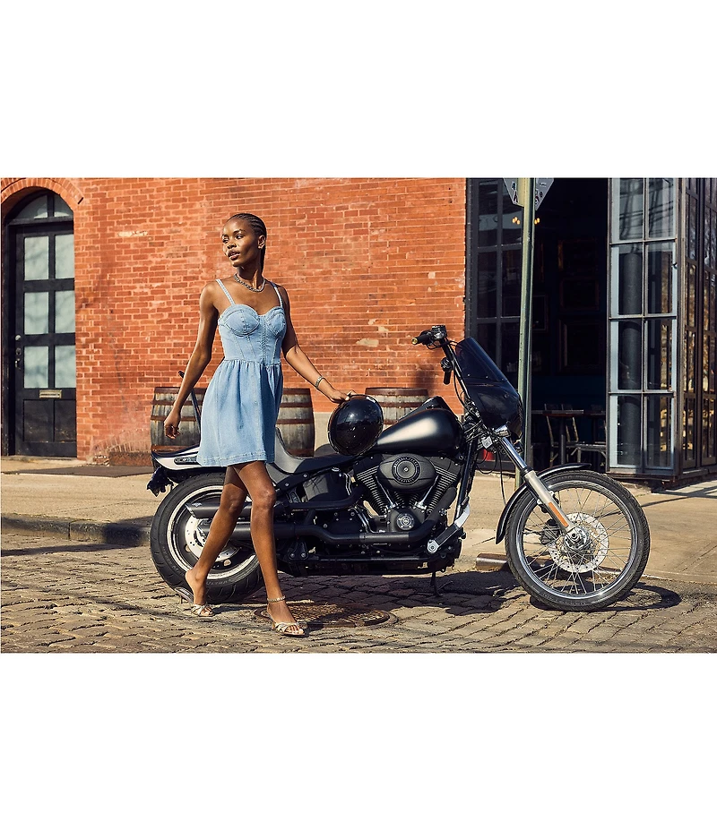 Steve Madden Rhonda Sweetheart Bustier Fit & Flare Denim Mini Dress