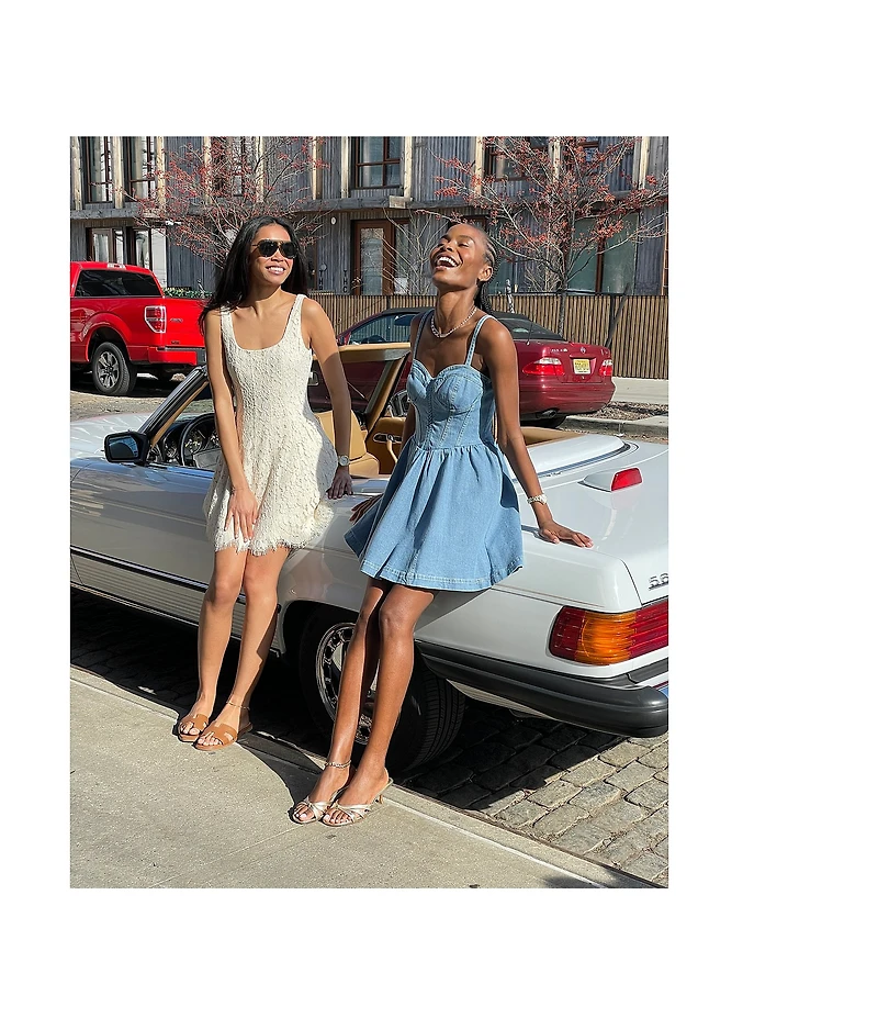 Steve Madden Rhonda Sweetheart Bustier Fit & Flare Denim Mini Dress
