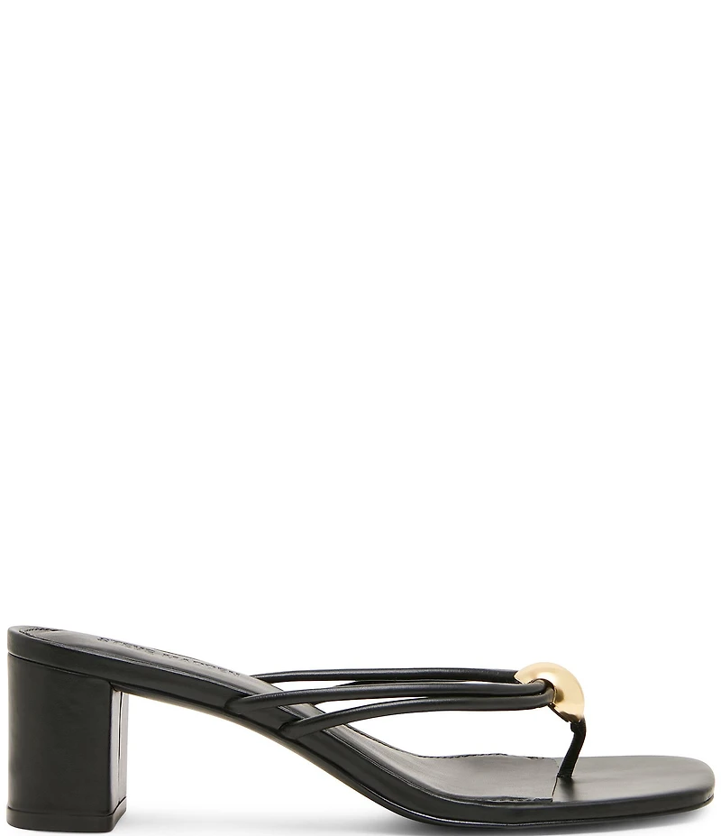Steve Madden Rhylan Nappa Leather Block Heel Thong Sandals