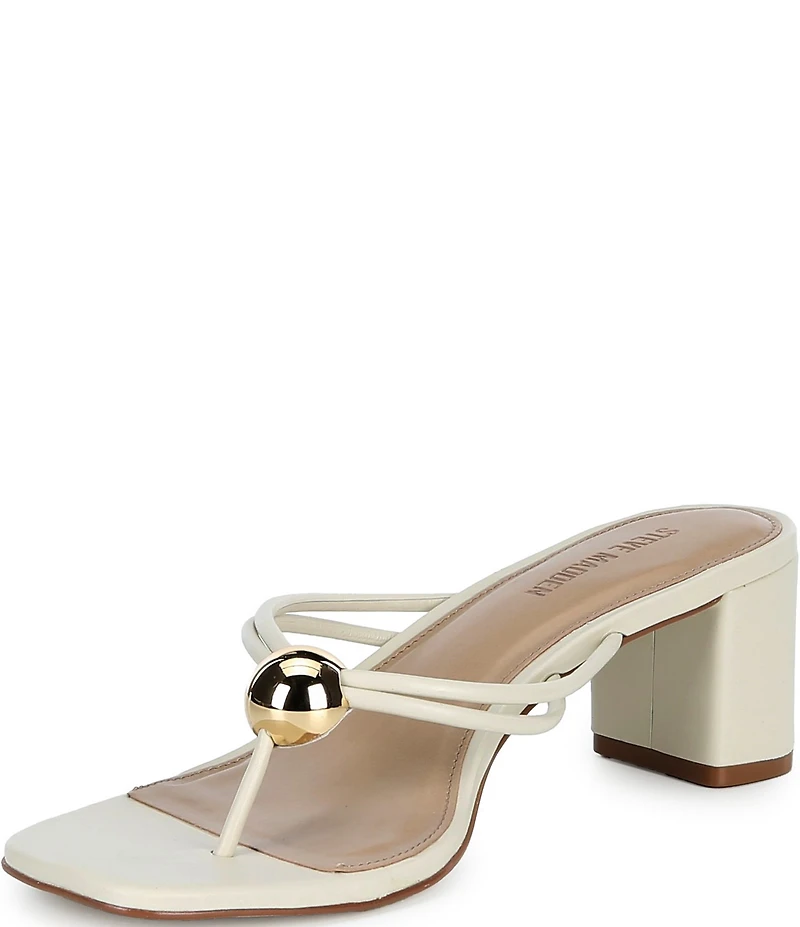 Steve Madden Rhylan Nappa Leather Block Heel Thong Sandals