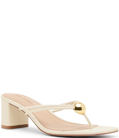 Steve Madden Rhylan Nappa Leather Block Heel Thong Sandals