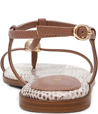 Steve Madden Ritzy Snake Print T-Strap Gold Hardware Flat Sandals