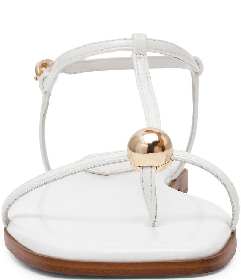 Steve Madden Ritzy T-Strap Hardware Detail Flat Sandals