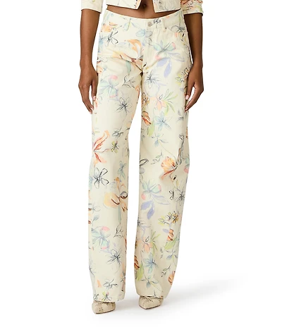 Steve Madden Rori Floral Printed Barrel Leg Coordinating Jeans