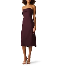 Steve Madden Roslynn Ponte Knit Strapless Sleeveless Midi Dress