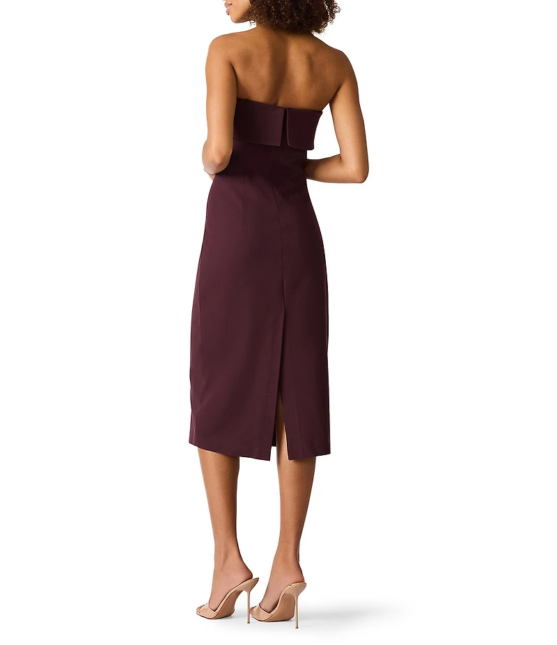 Steve Madden Roslynn Ponte Knit Strapless Sleeveless Midi Dress