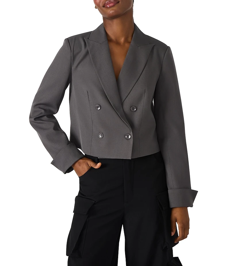 Steve Madden Rowane Collared V-Neck Long Sleeve Blazer
