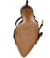 Steve Madden Saddle Studded Western Buckle Hardware Ankle Wrap Stiletto Dress Sandals