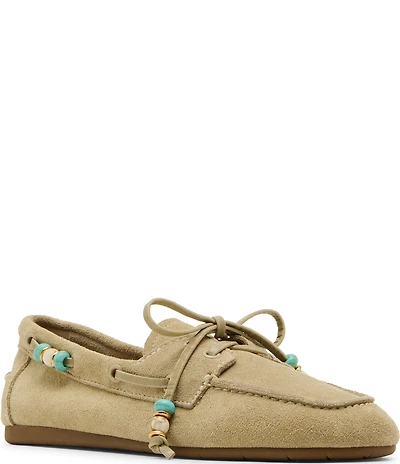 Steve Madden Sag-B Suede Bow Detail Boat Shoes