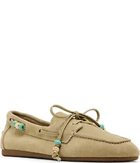 Steve Madden Sag-B Suede Bow Detail Boat Shoes