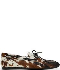 Steve Madden Sag Bow Detail Cow Print Haircalf Boat Shoes