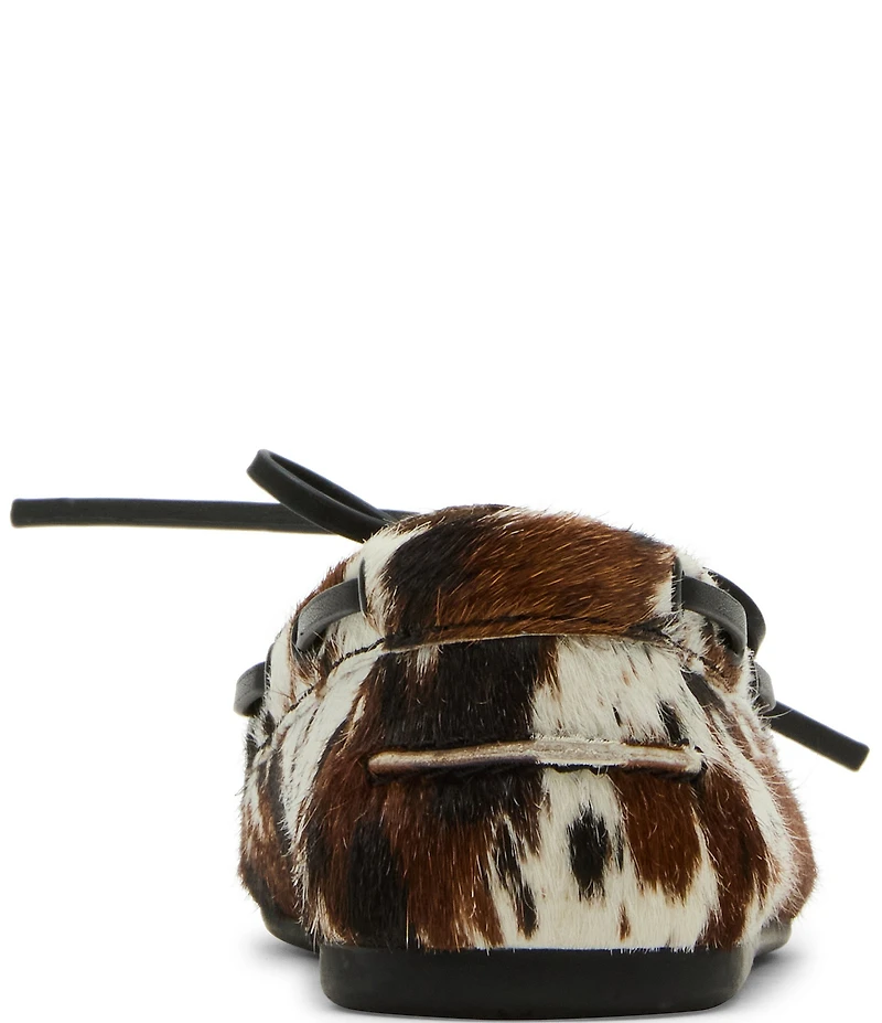 Steve Madden Sag Bow Detail Cow Print Haircalf Boat Shoes