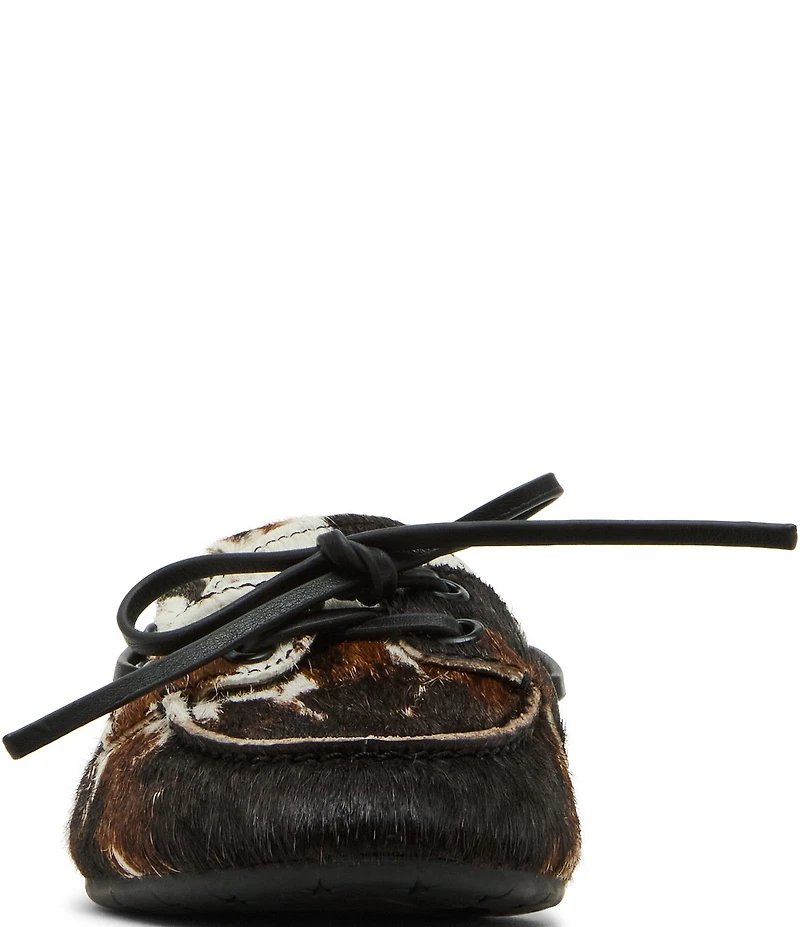 Steve Madden Sag Bow Detail Cow Print Haircalf Boat Shoes