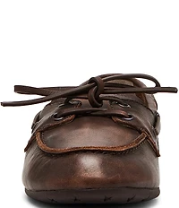 Steve Madden Sag Distressed Leather Bow Detail Boat Shoes