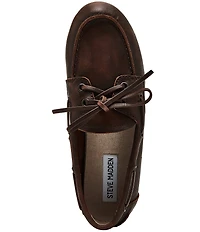 Steve Madden Sag Distressed Leather Bow Detail Boat Shoes