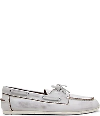 Steve Madden Sag Distressed Leather Bow Detail Boat Shoes
