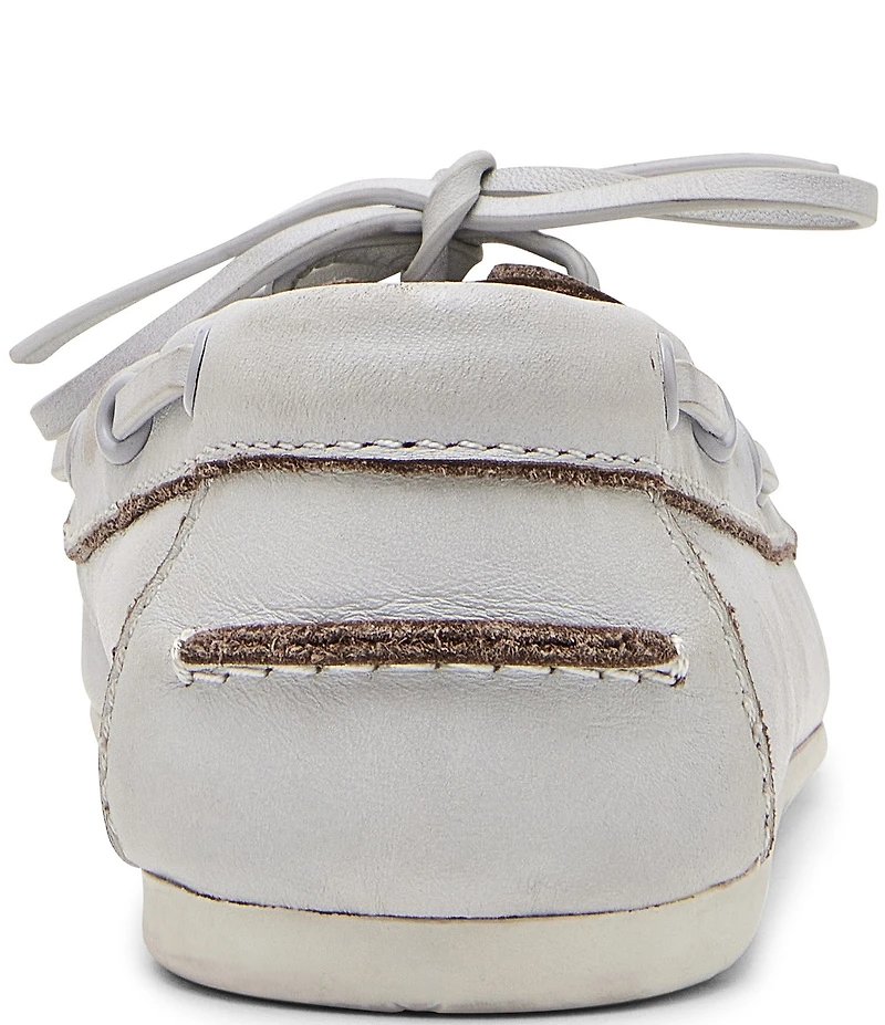 Steve Madden Sag Distressed Leather Bow Detail Boat Shoes