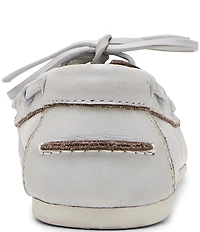 Steve Madden Sag Distressed Leather Bow Detail Boat Shoes