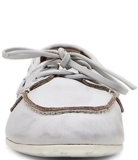 Steve Madden Sag Distressed Leather Bow Detail Boat Shoes