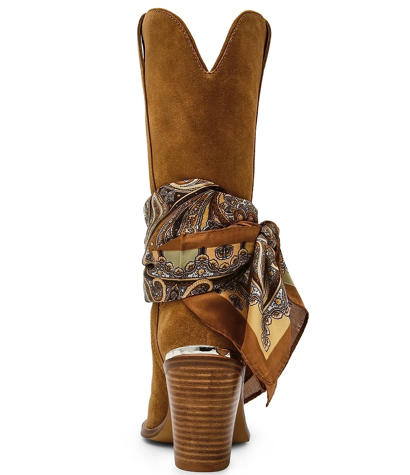 Steve Madden Sally Scarf Suede Mid Calf Western Boots
