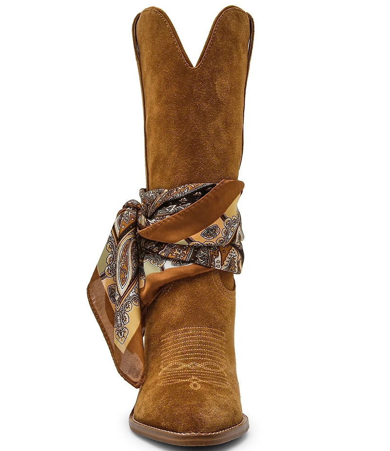 Steve Madden Sally Scarf Suede Mid Calf Western Boots