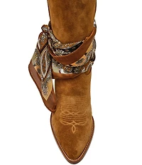 Steve Madden Sally Scarf Suede Mid Calf Western Boots