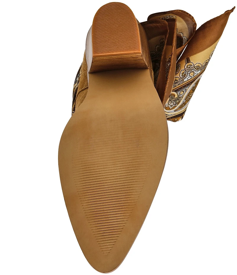 Steve Madden Sally Scarf Suede Mid Calf Western Boots