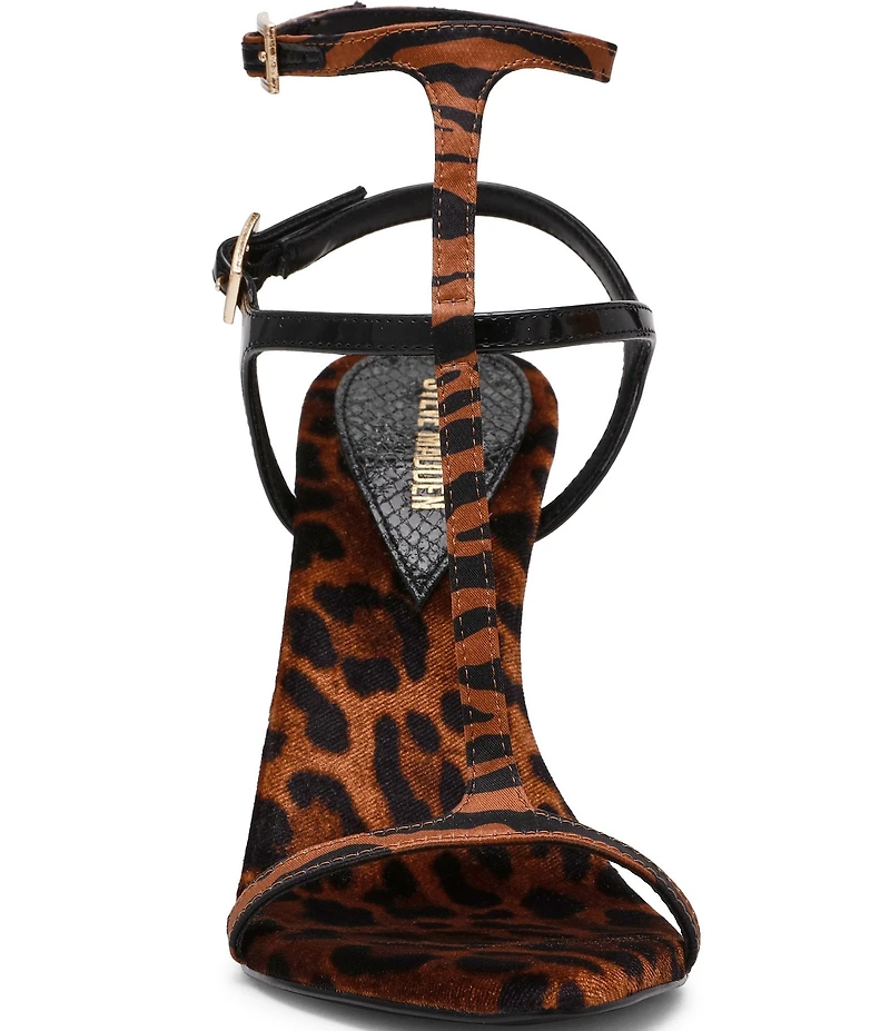 Steve Madden Salma Satin Mixed Animal Strappy Stiletto Dress Sandals