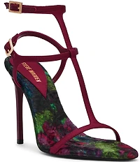 Steve Madden Salma Satin Floral Strappy Stiletto Dress Sandals