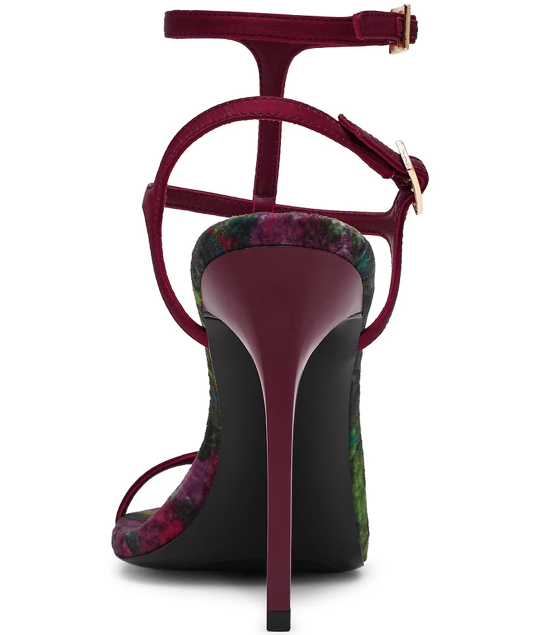 Steve Madden Salma Satin Floral Strappy Stiletto Dress Sandals