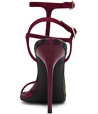 Steve Madden Salma Satin Floral Strappy Stiletto Dress Sandals