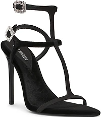 Steve Madden Salma Satin Strappy Ornamented Buckle Stiletto Dress Sandals