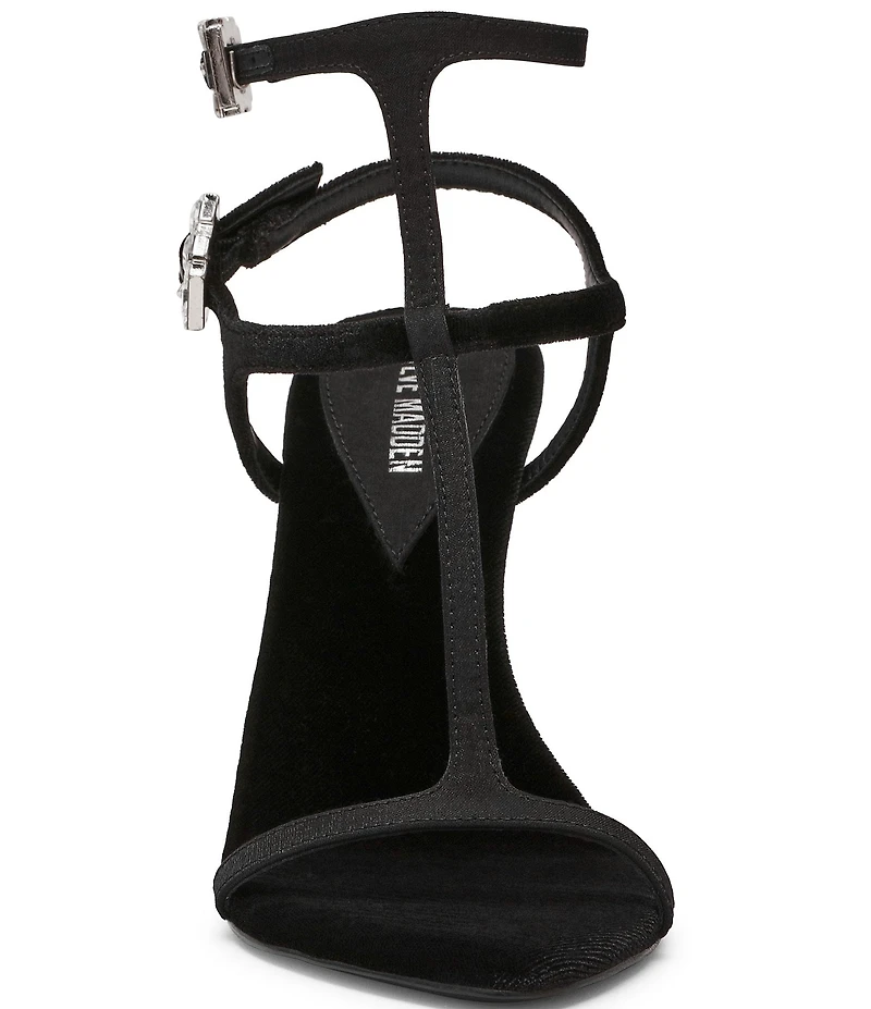 Steve Madden Salma Satin Strappy Ornamented Buckle Stiletto Dress Sandals