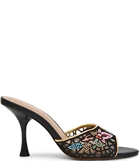 Steve Madden Santi Mesh Floral Beaded Dress Slide Sandals