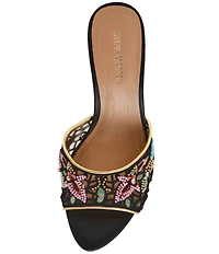 Steve Madden Santi Mesh Floral Beaded Dress Slide Sandals