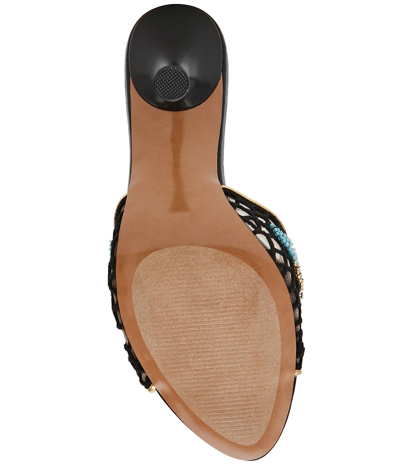 Steve Madden Santi Mesh Floral Beaded Dress Slide Sandals