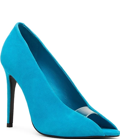 Steve Madden Santino Suede Clear Peep Toe Pumps