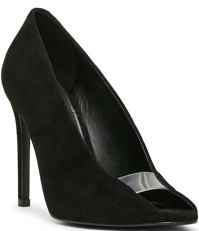 Steve Madden Santino Suede Clear Peep Toe Pumps