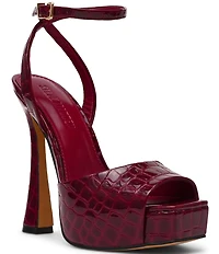 Steve Madden Sass Croco Embossed Patent Leather Platform Dress Sandals