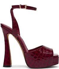 Steve Madden Sass Croco Embossed Patent Leather Platform Dress Sandals